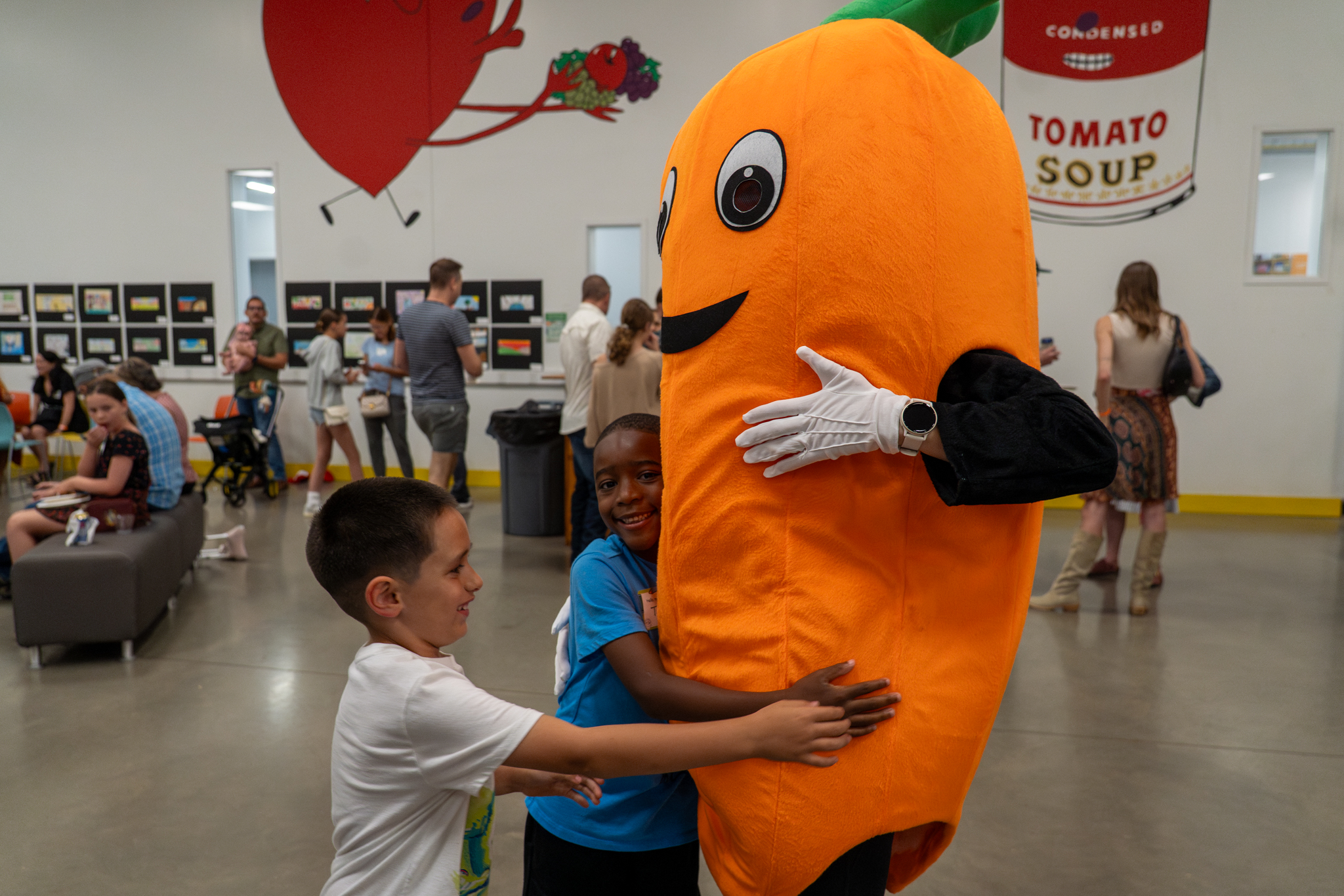 Kids hugging Rooty