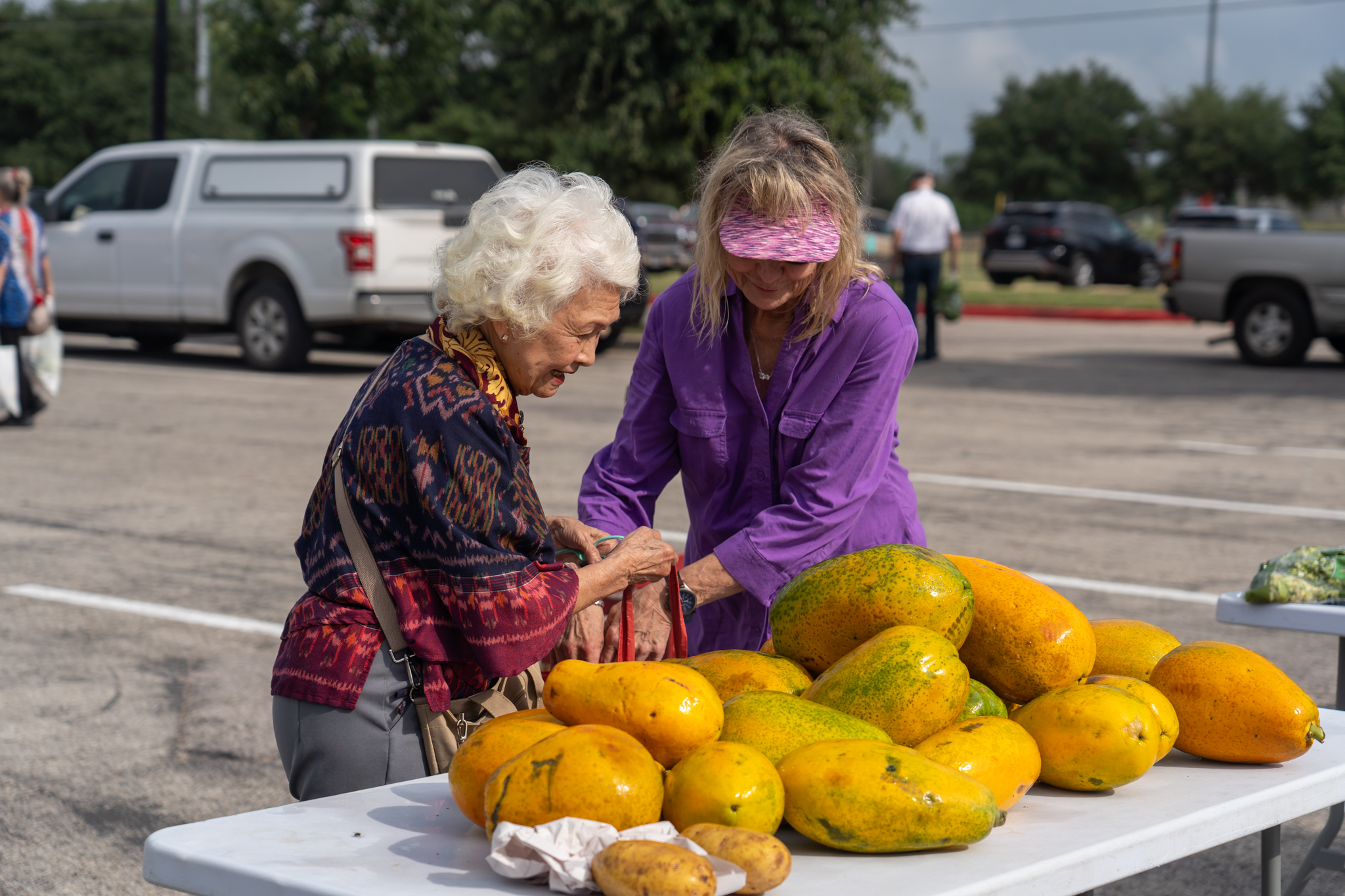 Women with papayas