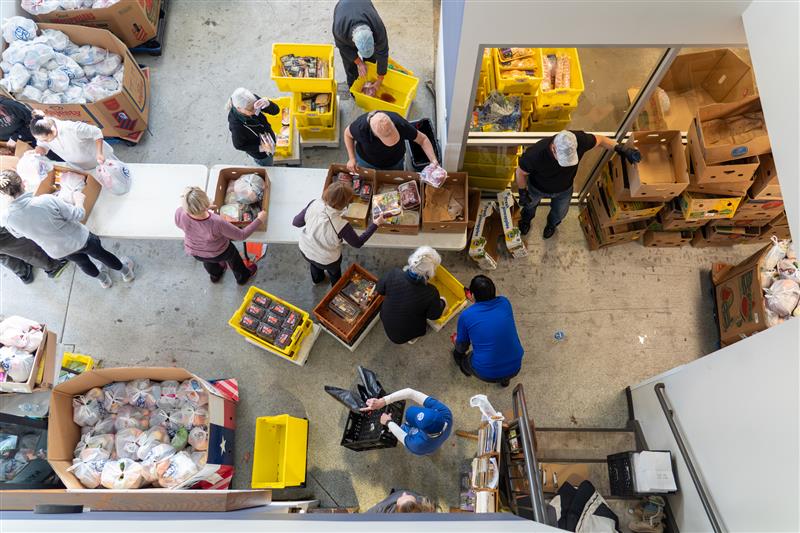 St. Vincent de Paul distribution and sorting area.