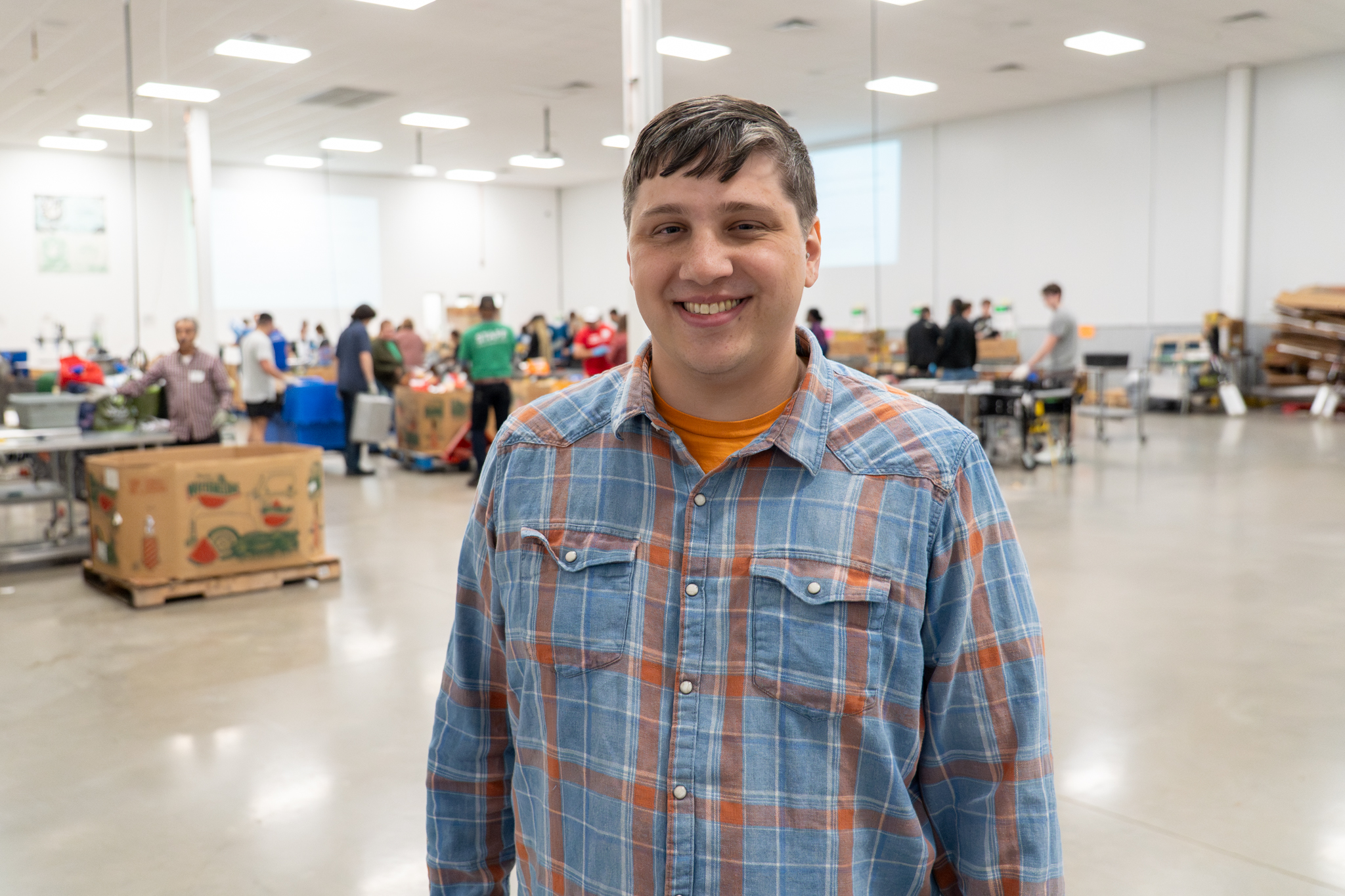 CTFB Employee Baron Reedy in the sorting warehouse.