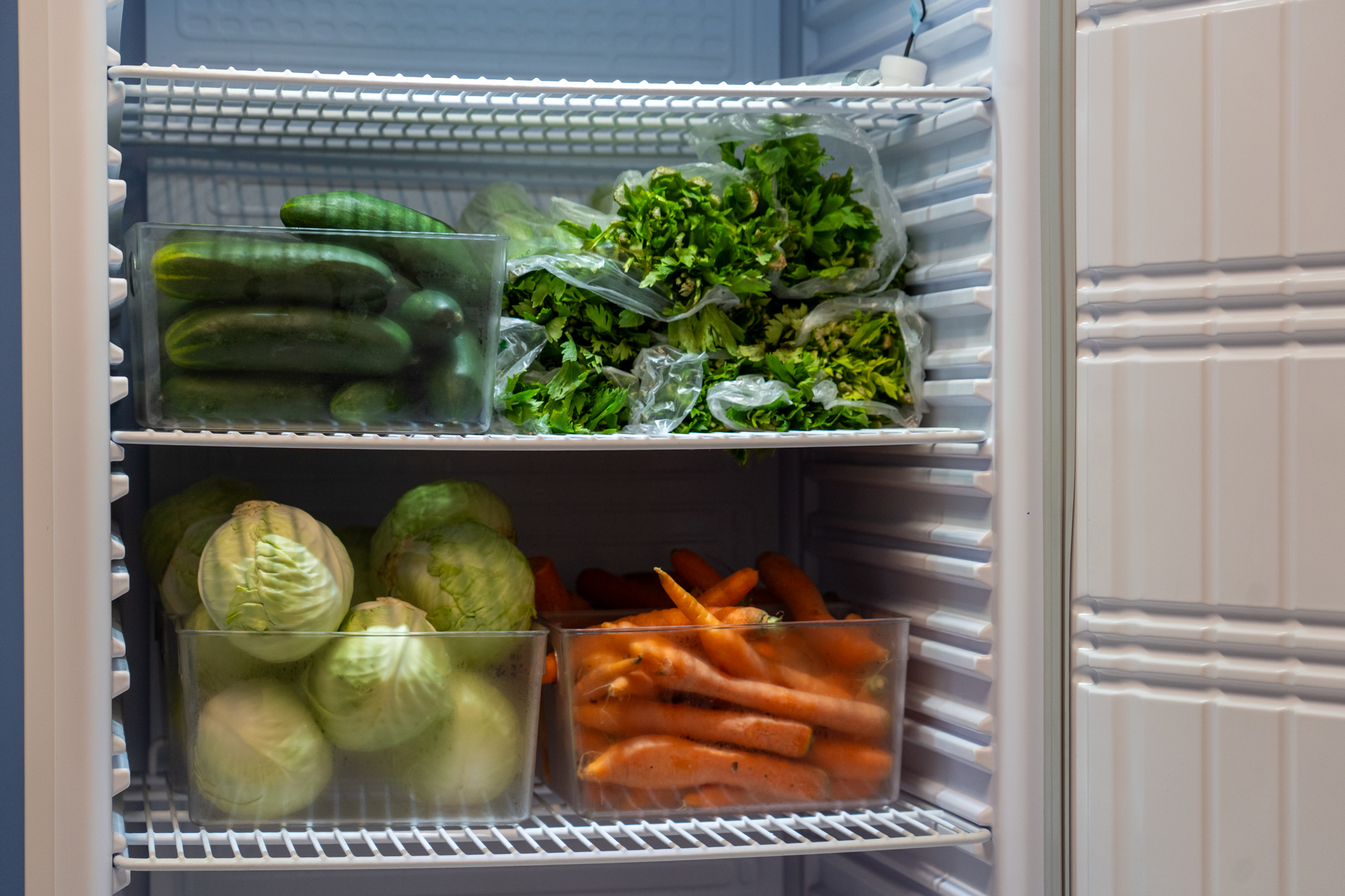 a look inside the fridge at Dell Children's pantry at the Blood and Cancer Center.