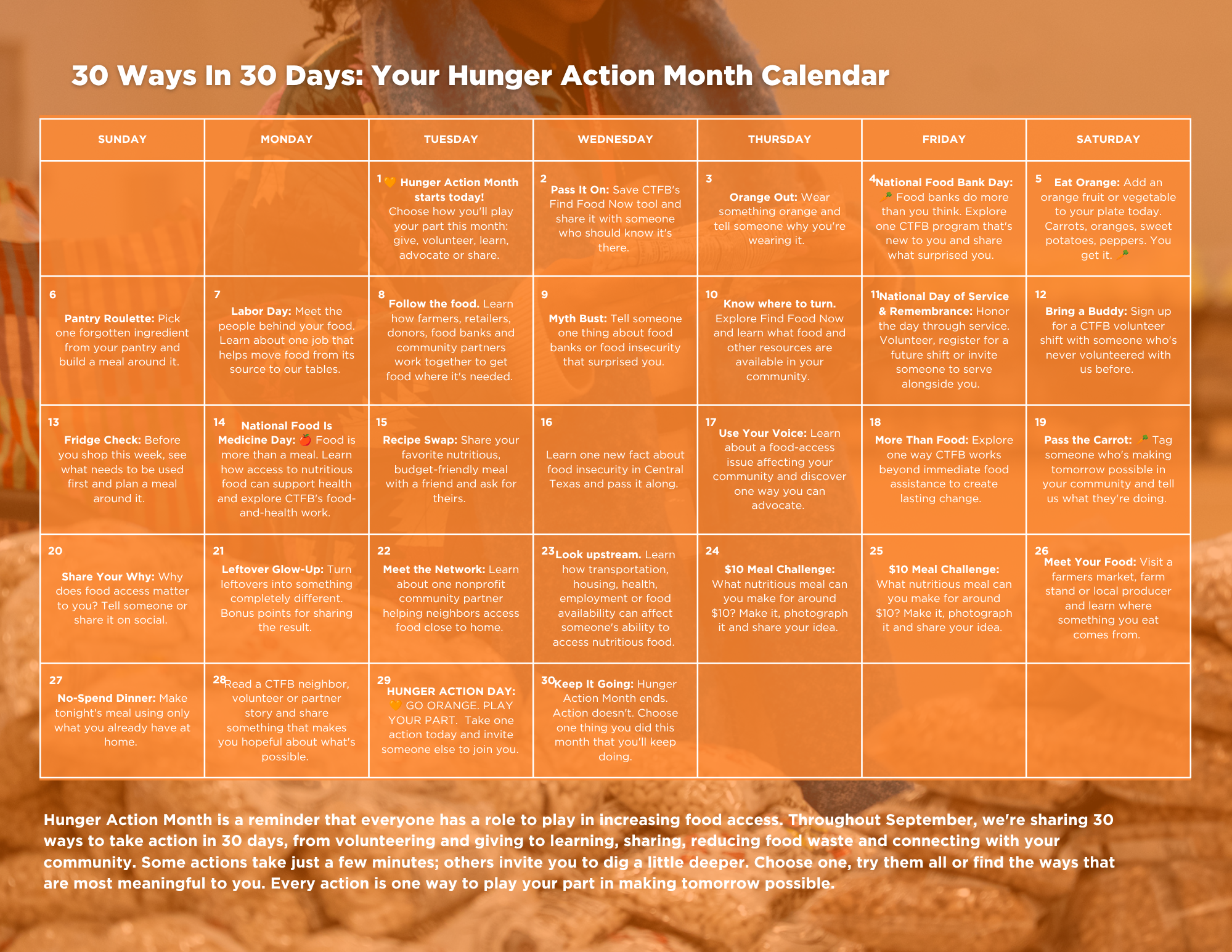 30 Ways in 30 Days Calendar