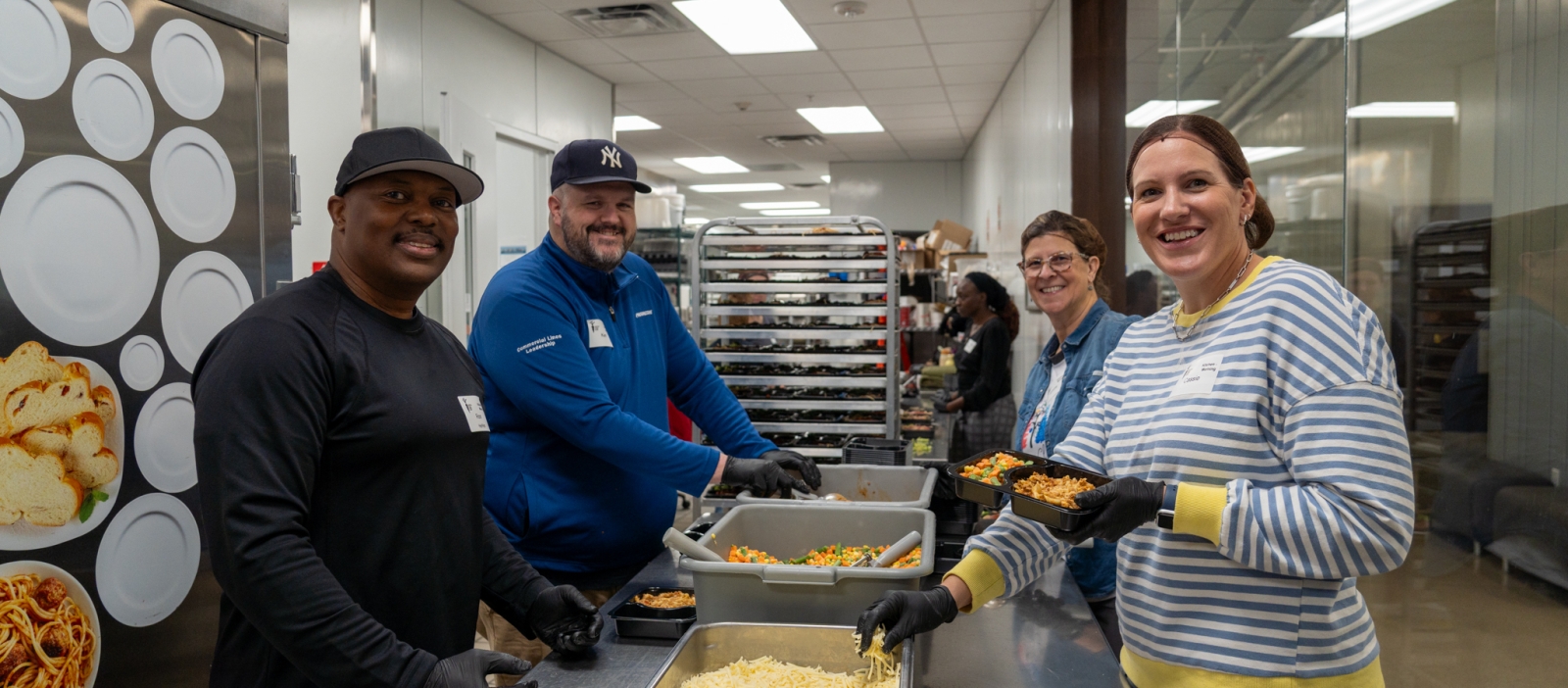 CTFB volunteer group in Community kitchen Austin facility